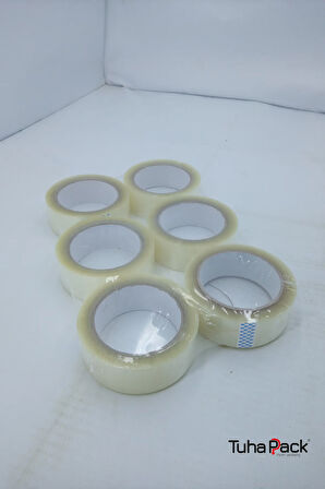 Koli Bandı 36mm X 100m Hotmelt Şeffaf (6 Adet) - Güçlü Yapışkanlı Koli Bandı