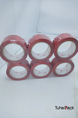 Kırmızı Koli Bandı 45mm x 100m (6 Adet) - Güçlü Yapışkanlı Koli Bandı