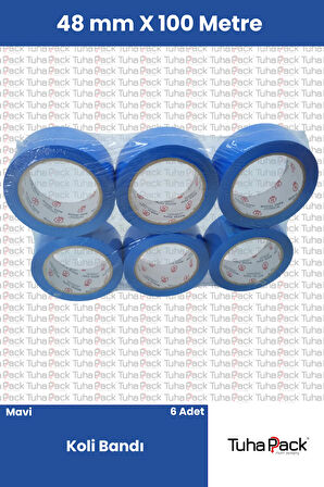 Mavi Koli Bandı 45mm x 100m (6 Adet) - Güçlü Yapışkanlı Koli Bandı
