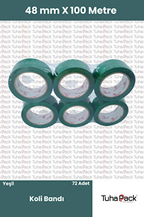 Yeşil Koli Bandı 45mm x 100m (72 Adet) - Güçlü Yapışkanlı Koli Bandı