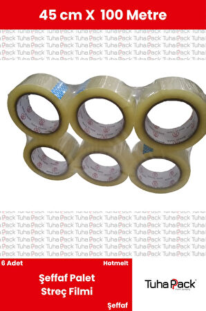 Şeffaf Koli Bandı 45mm X 100m Hotmelt (6 ADET) - Güçlü Yapışkanlı Koli Bandı