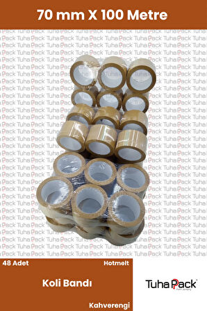 Koli Bandı 70mm X 100m Hotmelt Kahverengi (48 Adet) - Güçlü Yapışkanlı Koli Bandı