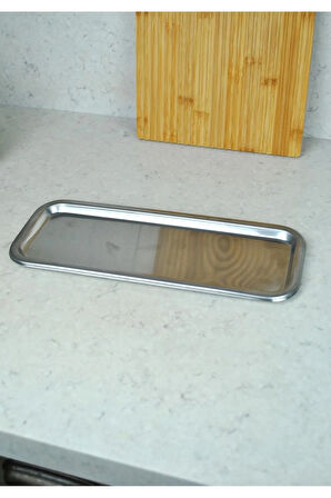Paslanmaz Çelik Sunum Tepsisi Pastane Tepsi 33cm x 13 cm