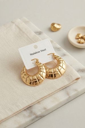 316L Çelik Gold Renk Bohem Halka Model Küpe