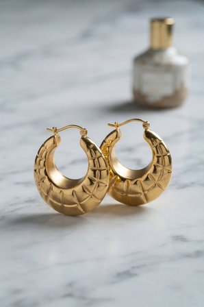 316L Çelik Gold Renk Bohem Halka Model Küpe