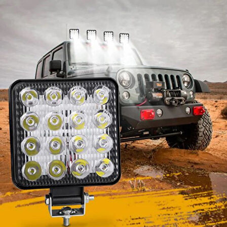 Off Road Kare Led Çalışma Lambası 16 Ledli 12-24V / 48W