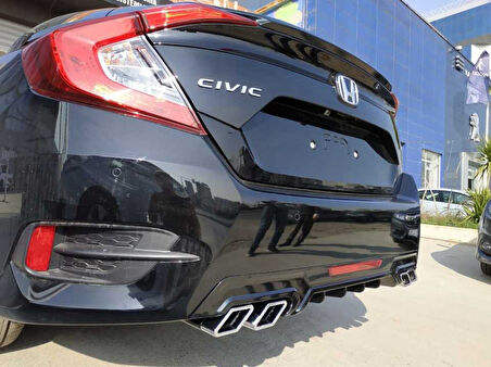 Honda Civic Fc5 2016-2020 Difüzör Kare Egzoz Piano Black
