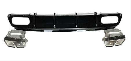 Mercedes W176 16-18 A45 Uyumlu AMG Difüzör Silver Egzoz