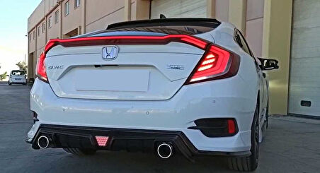 Honda Civic Fc5 2016-2021 Hareketli Sinyalli Led Stop Ve Spoiler Takımı Kırmızı