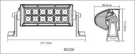 36W 18cm Düz Üniversal Yayıcı Delici Sis Lambası Led Bar