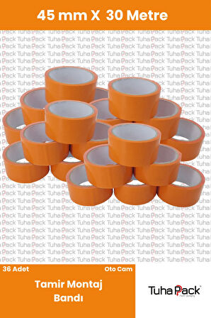 Tamir ve Montaj Bandı 45mm X 30m Turuncu (36 Adet) - Oto Cam Sabitleme ve Çok Amaçlı Güçlü Bant