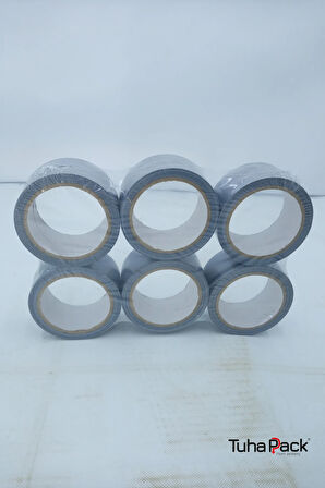 Tamir Bandı (Duct Tape) 48mm X 20m Gri (6 Adet)- Çok Amaçlı, Güçlü ve Su Geçirmez Tamir Bandı