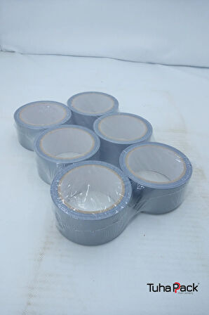 Tamir Bandı (Duct Tape) 48mm X 20m Gri (6 Adet)- Çok Amaçlı, Güçlü ve Su Geçirmez Tamir Bandı