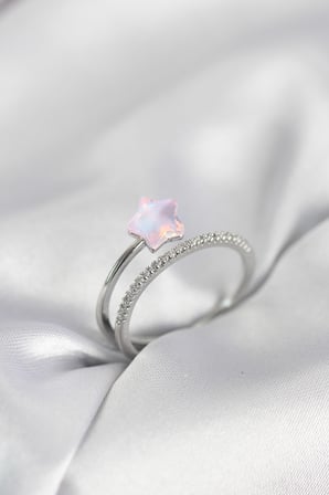 Gümüş Renk Zirkon Taşlı Pembe Halley Model Kadın Yüzük - TJ-BYK4039