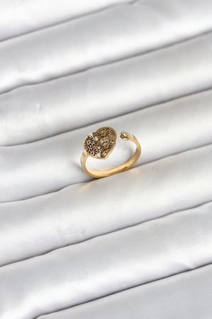 316L Çelik Gold Renk Kalp Model Kadın Yüzük - TJ-BYK4172