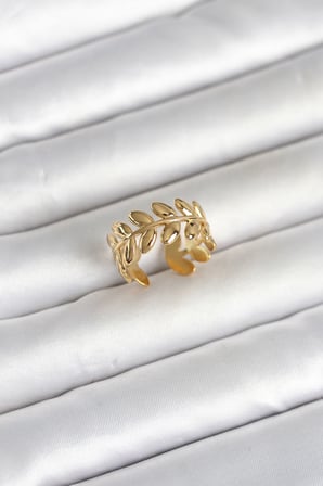 316L Çelik Gold Renk Başak Form Kadın Yüzük - TJ-BYK4178