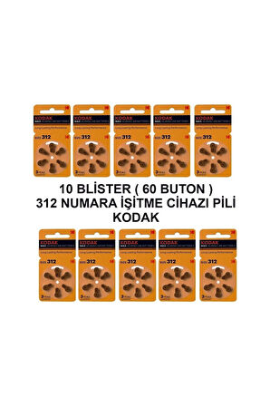 312 Numara 10 Paket Işitme Cihazı Pili