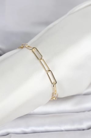 CM 14K Gold Renk Kalın Ataç Zincir Model Kadın Bileklik TJ-BB8296