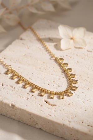 Gold Pirinç Yonca Model Kadın Kolye TJ-BKO11252