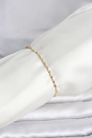 CM 14K Gold Renk Yassı Ezme Burgu Model Kadın Bileklik TJ-BB8282