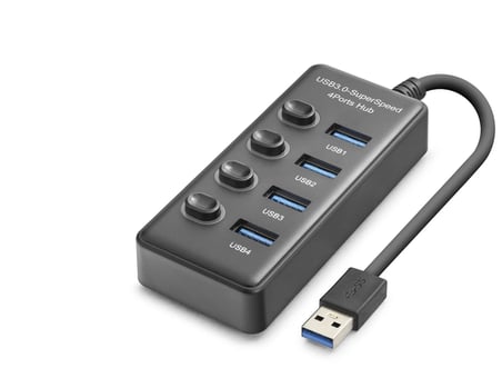 Usb 3.0 Hub Anahtarlı 4 Port 5 Gbps - Siyah HDX7048