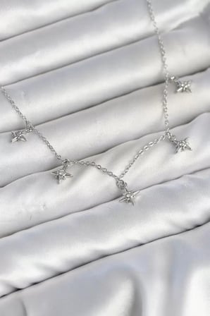 Pirinç Gümüş Renk Sıralı Minimal Kutup Yıldızı Model Kadın Kolye TJ-BKO11144