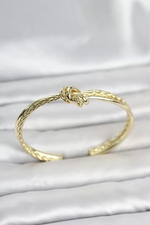 Gold Renk Düğüm Model Pirinç Kadın Bileklik TJ-BB8552