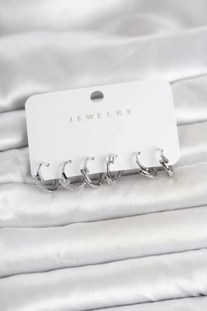 Pirinç Gümüş Renk Botega Model Kadın Küpe Seti