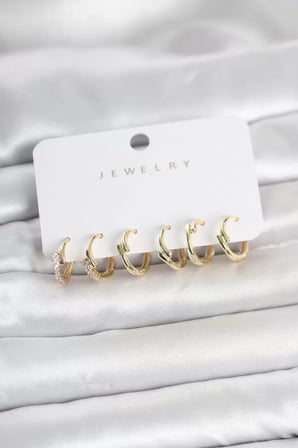 Pirinç Gold Renk Botega Model Kadın Küpe Seti