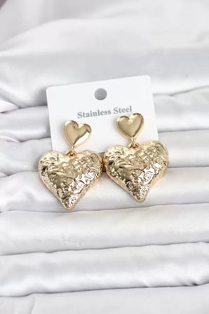 316L Çelik Gold Renk Kalp Model Kadın Küpe TJ-BKP11825