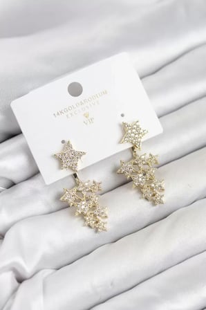 Yıldız Model Gold Renk Zirkon Taşlı Küpe TJ-BKP11891