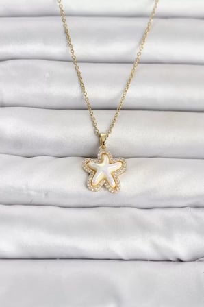316L Çelik Zincir Gold Renk Deniz Yıldızı Model Kadın Kolye TJ-BKO11084