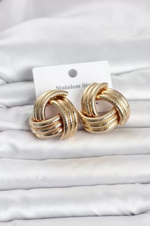 316L Çelik Gold Renk Sarmal Model Kadın Küpe TJ-BKP11841