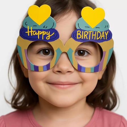 Cupcake Temalı Doğum Günü Renkli Karton Happy Birthday Gözlüğü 6 Adet