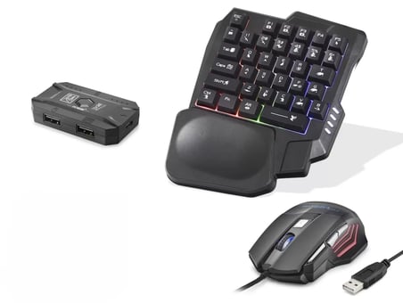 Mobil Oyun Klavye Mouse Dönüştürücü Seti Rgb Siyah K191