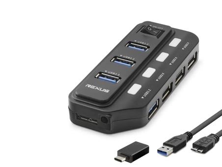Usb Type-c 3.2 Gen1 Anahtarlı Hub 7 Port 5 Gbps Siyah U332