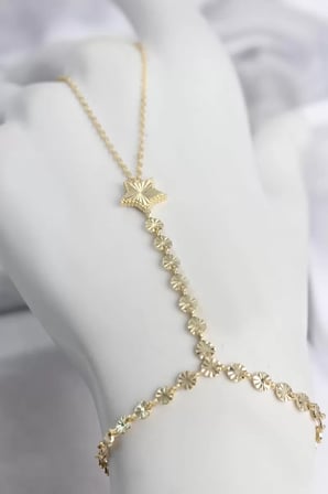Gold Renk Pirinç Lazerli Yıldız Model Zirkon Taşlı Şahmeran TJ-SN785
