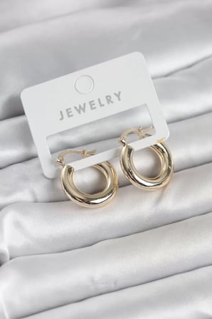 Gold Renk Pirinç Halka 20 mm Kadın Küpe - TJ-BKP11761