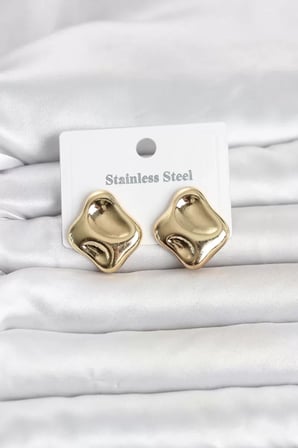 316L Çelik Gold Renk Plaka Model Kadın Küpe TJ-BKP11818