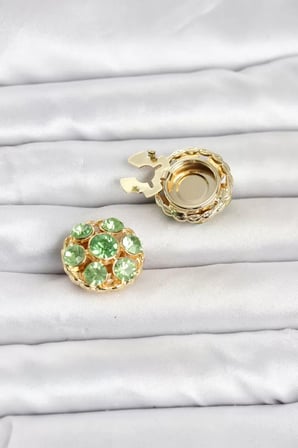 Yeşil Zirkon Taşlı Düğme veya Manşet Broşu TJ-BR484