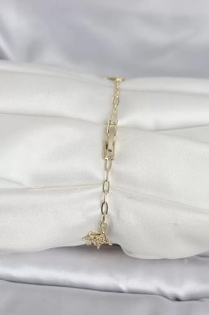 Pirinç Gold Renk Kutup Yıldızı Model Kadın Bileklik - TJ-BB8419