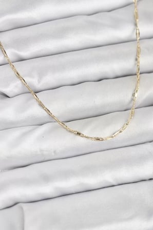 CM 14K Gold Renk Pirinç Ataç Zincir 60 cm Kadın Kolye - TJ-BKO10928