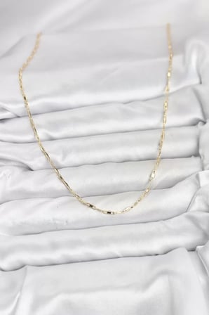 CM 14K Gold Renk Pirinç Ataç Zincir 60 cm Kadın Kolye - TJ-BKO10928