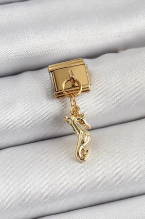 316L Çelik Sallantılı Deniz Atı Model Gold Renk Nomination Charm - TJ-BC1396