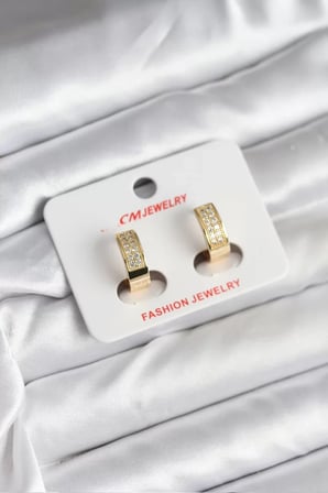 14K Gold Renk Kaplama Zirkon Taşlı Halka CM Kadın Küpe - TJ-BKP11428