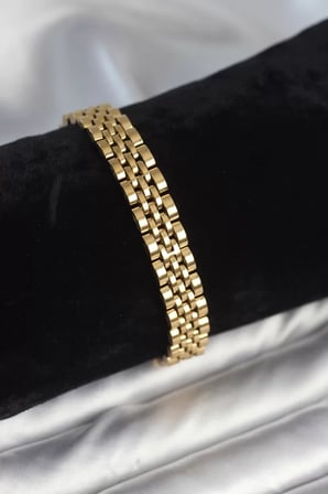 316L Çelik 9 mm Kalınlıkta Gold Renkli Erkek Bileklik - TJ-EB3773