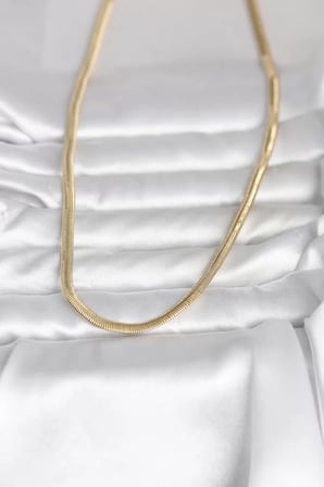 CM 14K Gold Renk Yassı Yılan Zincir Model 45 cm Kadın Kolye - TJ-BKO11005