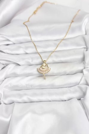 316L Çelik Zincir Gold Renk Balerin Model Kadın Kolye - TJ-BKO10775