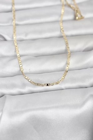 CM 14K Gold Renk Lazerli Yassı Model Zincirli 60 cm Kadın Kolye - TJ-BKO10966