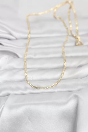 CM 14K Gold Renk Lazerli Yassı Model Zincirli 60 cm Kadın Kolye - TJ-BKO10966